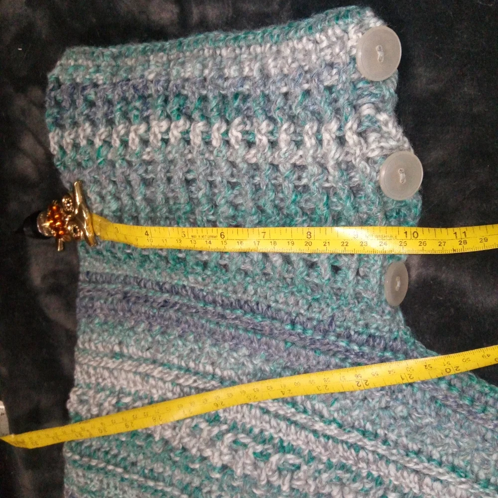 Handcrafted Crochet Textured Blues Multiwear Scarf NEW